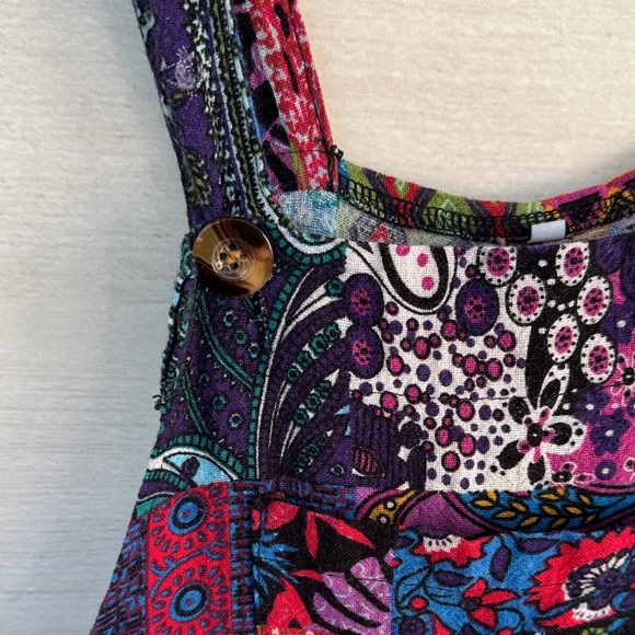 Multicolor Patchwork Overalls size Small - Picture 2 of 6